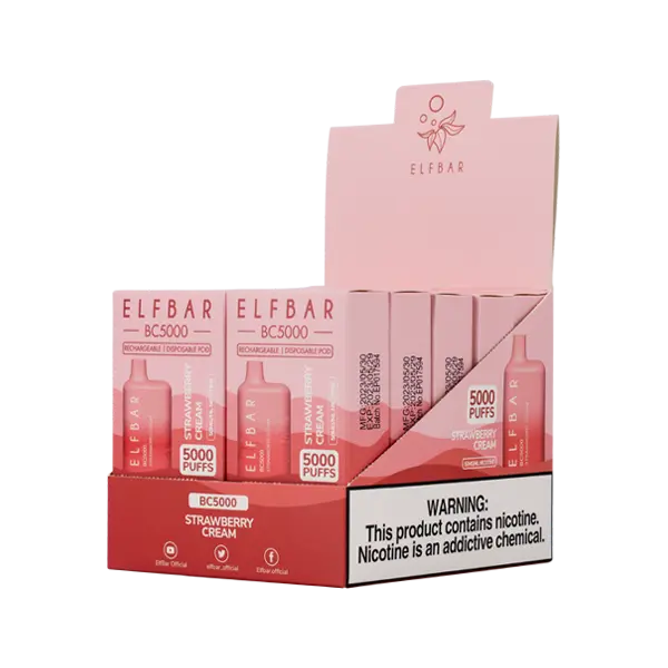 BUY 1 GET 1 FREE Strawberry Cream Elf Bar 5000 | Vape Amazon India EBDESIGN