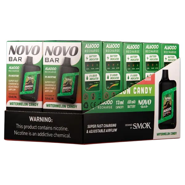 BUY 1 GET 1 FREE Watermelon Candy Novo Bar AL6000 | Vape Amazon India Smok